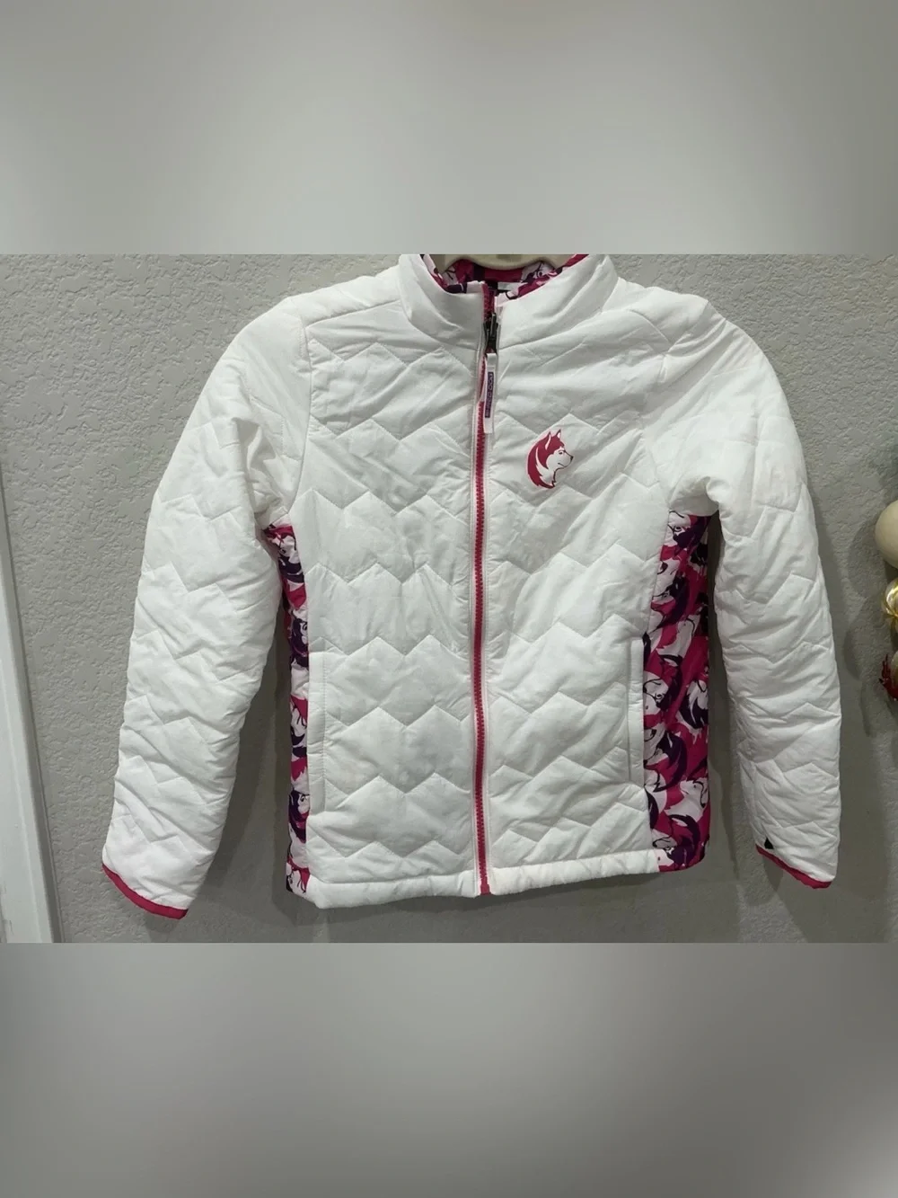 Shred Dog Jacket Girls Medium 10 Pink White Thinsulated Packable Oudoor Puffer